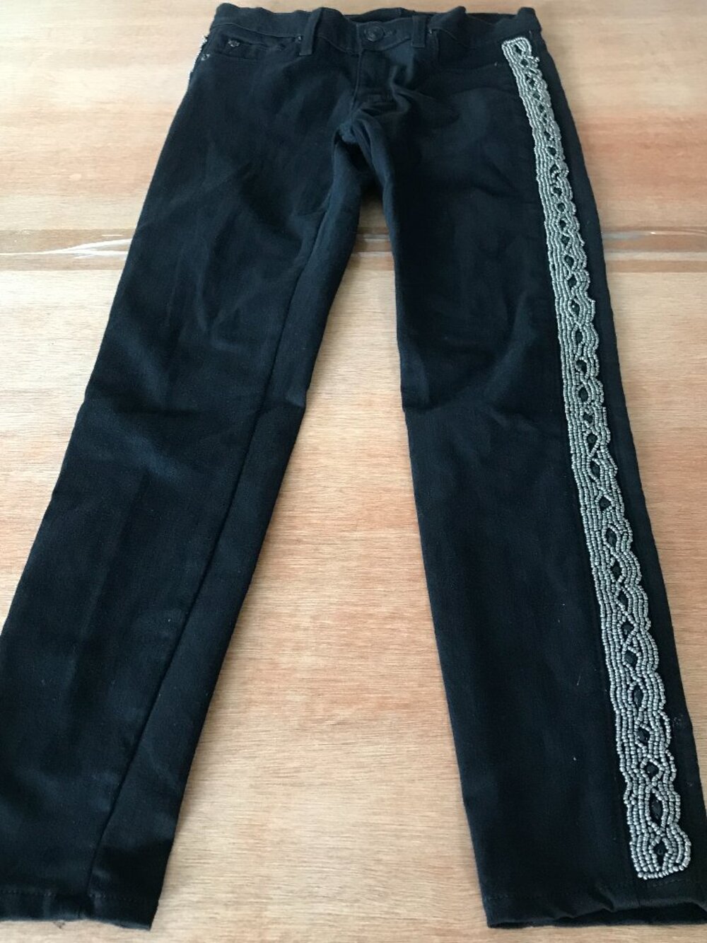 Hudson Luna Crop Super Skinny Jeans Women 26 Black Mid Rise Bead Accent Slimming